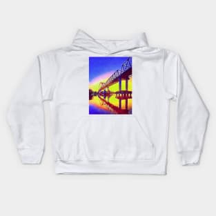 The bridge to sunset illustration Kids Hoodie